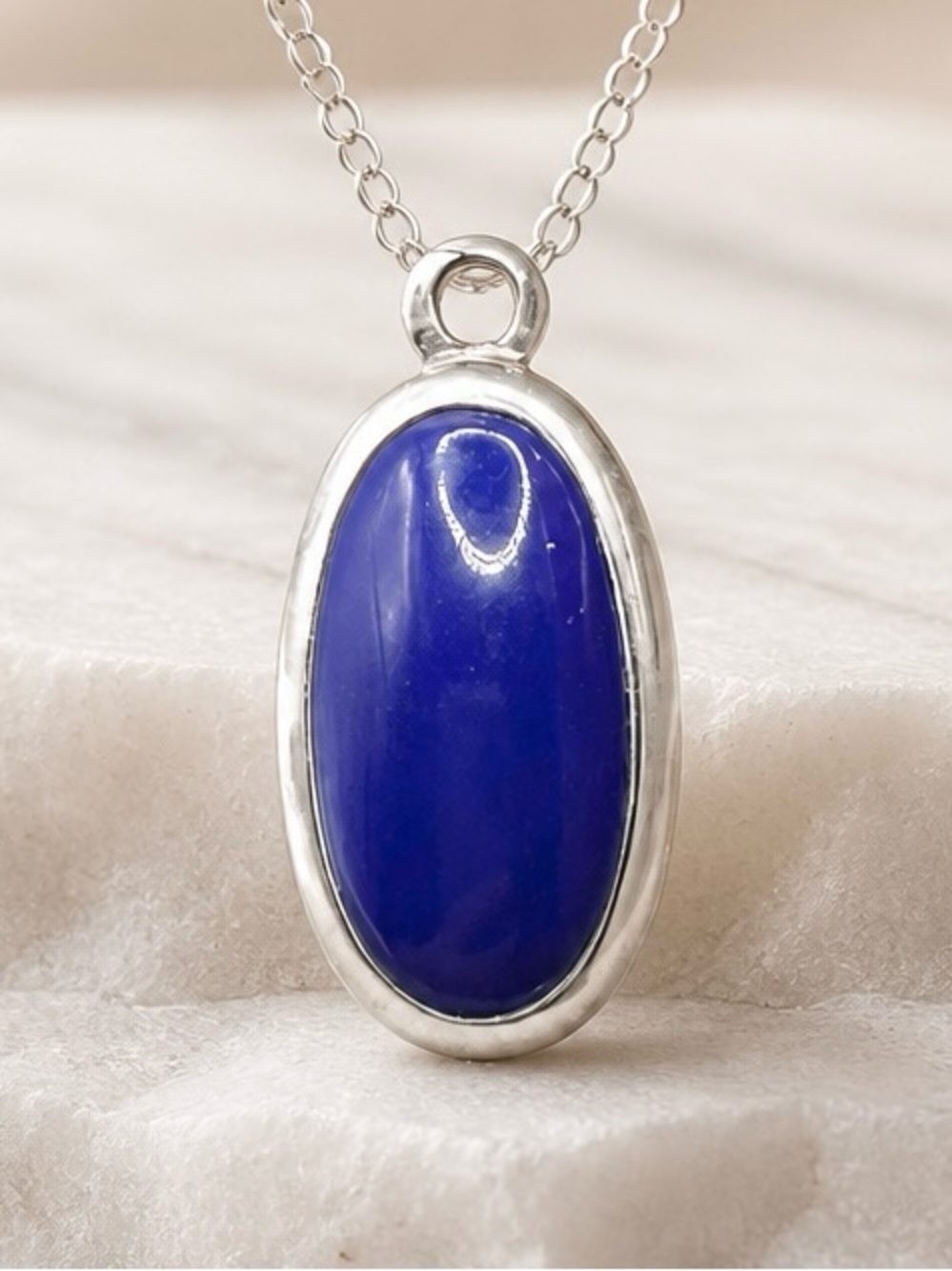 Sterling Silver Oval Lapis lazuli Pendant
